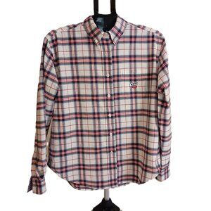 Cruel Girl Red White Blue Plaid Cotton Shirt Western EUC Women's Size Large